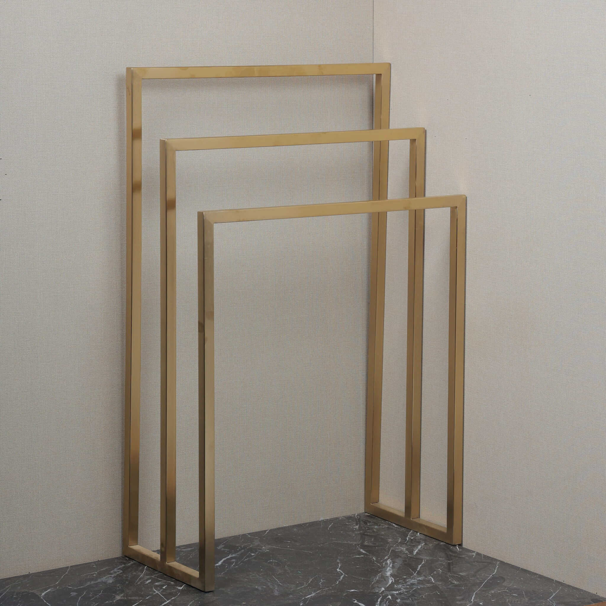 to.h-03-03-002 Triple Towel Stand - Gold Finish - Image 1
